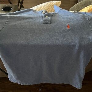 Ralph Lauren Blue Polo with Red Pony Embroidery